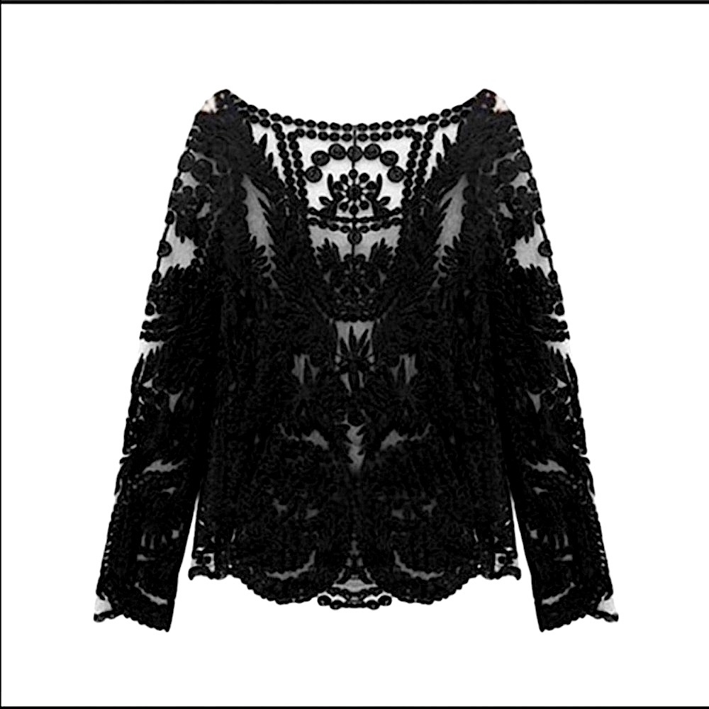 Black Open Knit Crochet Tunic | Delusive